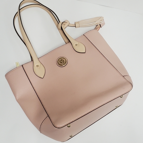 Anne Klein Handbags - Anne Klein Pink Tassel Time Bucket Handbag